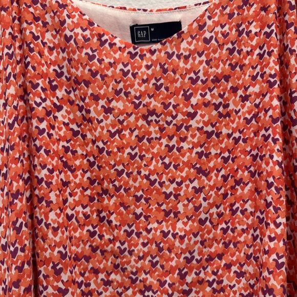 GAP Women's Size Medium Pink Heart Drapey Heart Print Camisole Colorful Love - Picture 2 of 6